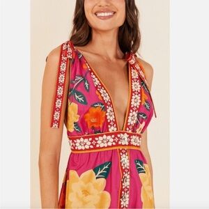 NWT FARM Rio Flower Tapestry Midi Dress in FLOWERS TAPESTRY PINK! size M